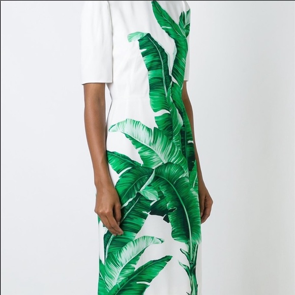 NWOT Dolce&Gabbana Banana Leaf-Print Sheath Dress - Picture 5 of 16